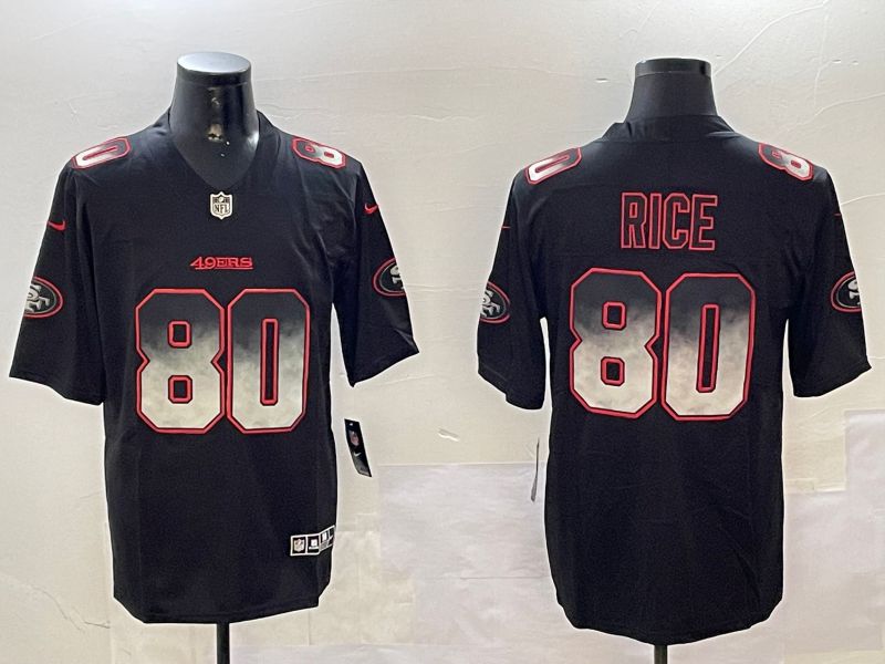 Men San Francisco 49ers #80 Rice Black Nike Smoke Fashion 2024 Limited NFL Jersey style 2->san francisco 49ers->NFL Jersey